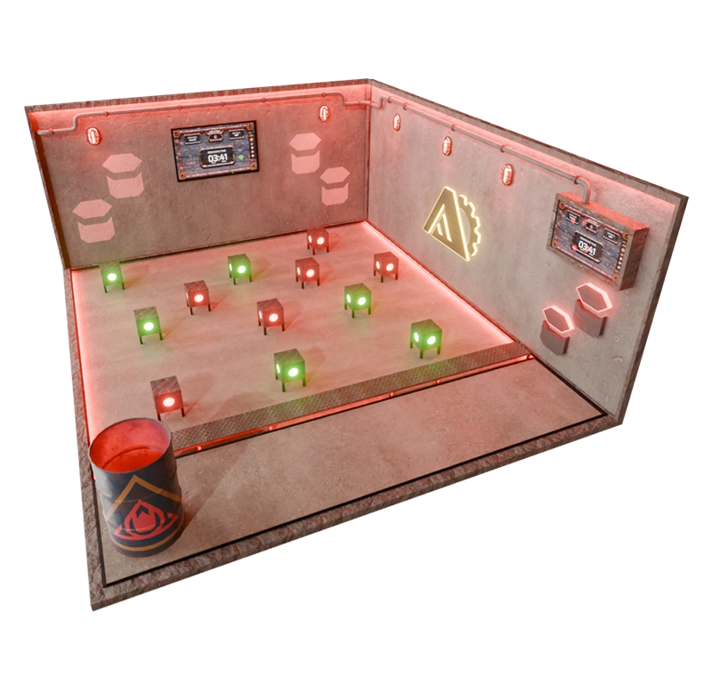 mining adventure world agent factory feuer green or red steps